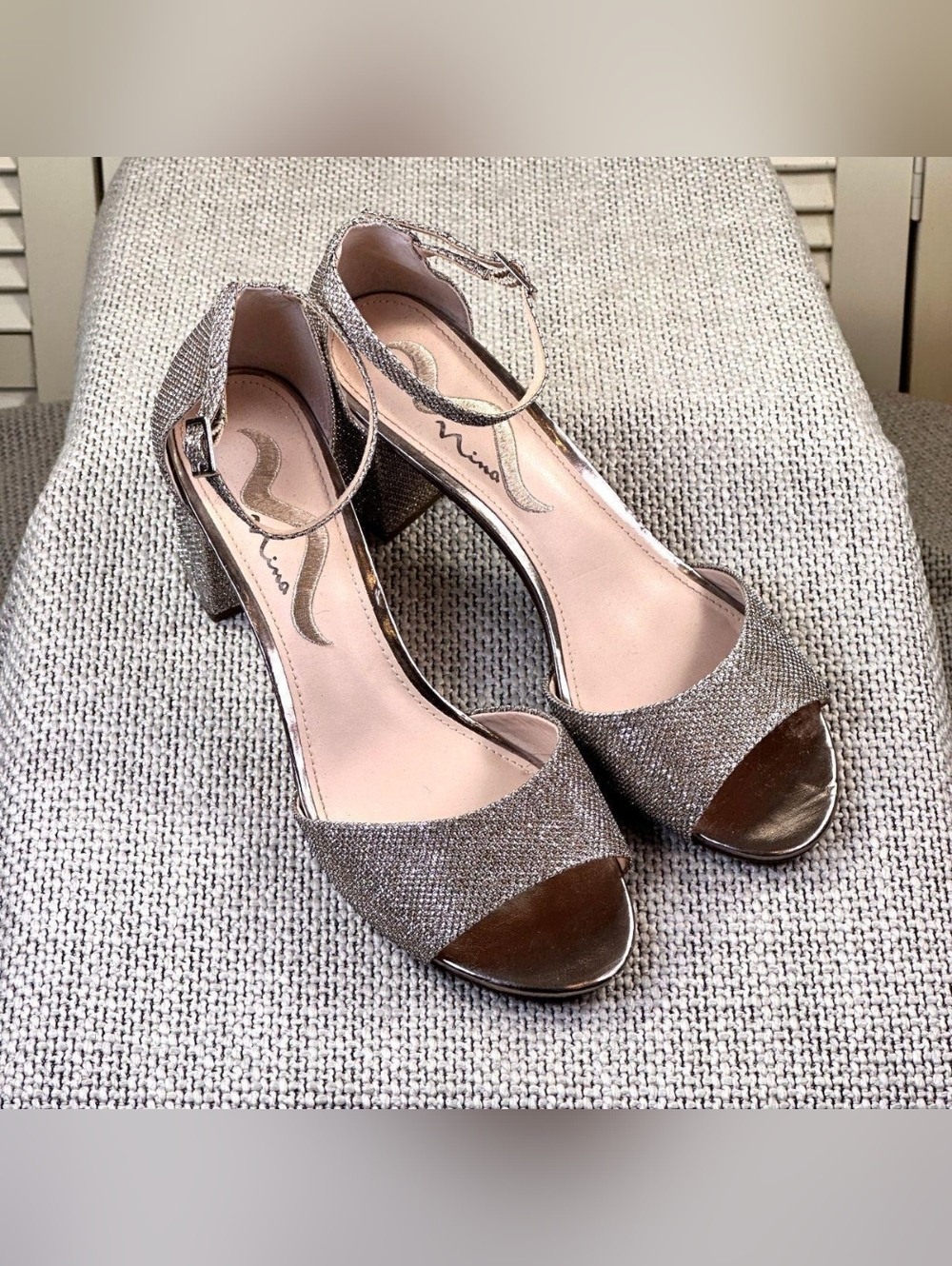 Nina Enrica Champagne Gold Shimmer Heel Sandals